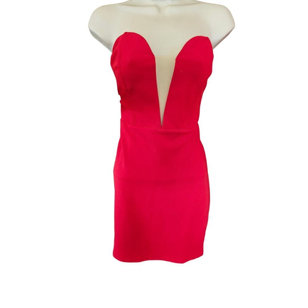 Keep My Secret Red Strapless Bodycon Mini Dress  prom formal sexy M EUC lulus